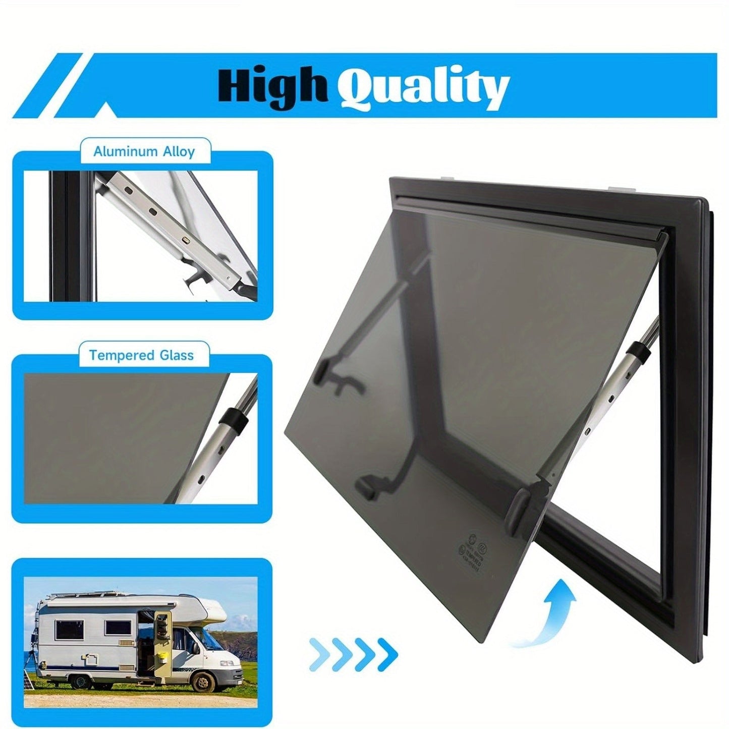 Camperraam – Caravanraam – Motorhome Raam – Zijraam – Kiepraam – Aluminium Alloy – 600x450 mm – Inclusief Blackout Zijkant
