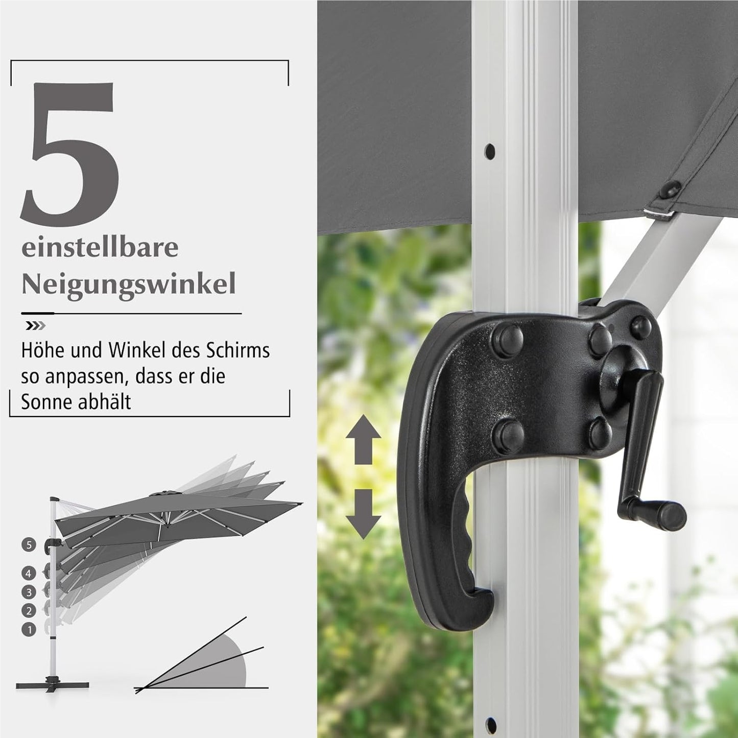 Zweefparasol – Hangparasol – Tuinparasol – Balkonscherm – Terrasparasol – Vierkant – 300x300 cm – Kantelbaar & 360° Draaibaar – Aluminium Frame & Waterafstotend Doek