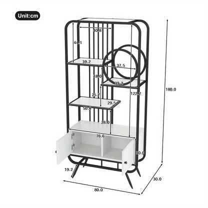 Metalen Kast – Opbergkast – Archiefkast – Draaideurkast – Kantoorkast – Wit/Zwart – 80x30x180 cm – Dubbele Deuren Met 3 Planken – Hoge Metalen Poten