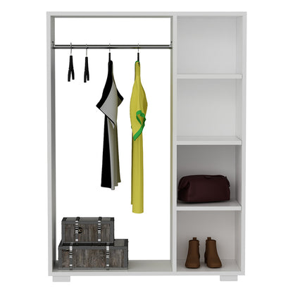 Kledingrek – Kledingstang – Garderoberek – Dressboy – Hangrek – Wit – Metaal – 126x90x30 cm – Vier Planken