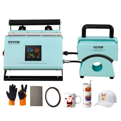 Warmtepers – Mokkenpers – Pettenpers – Sublimatiepers – Drukpers – 2-in-1 Warmtepers voor Mokken en Petten – Keramisch Gecoate Heaters – Temperatuurbereik 40-205°C