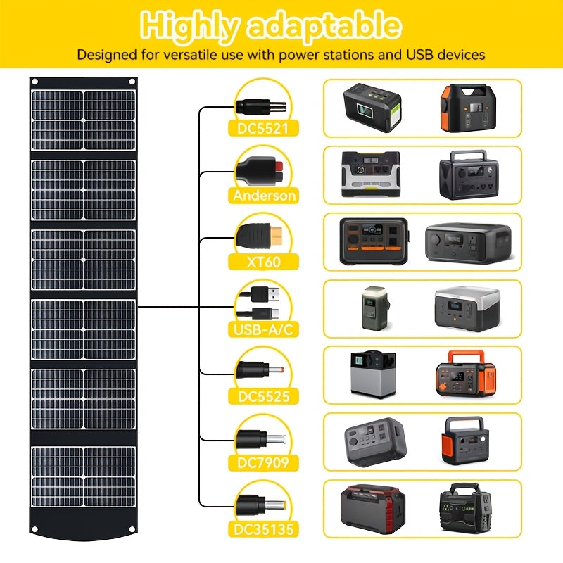 Draagbaar Zonnepaneel – Solar Charger – Opvouwbaar Paneel – Powerbank Oplader – Outdoor Energie – 100W Hoog Rendement – USB-C PD3.0 & USB-A QC3.0 Output