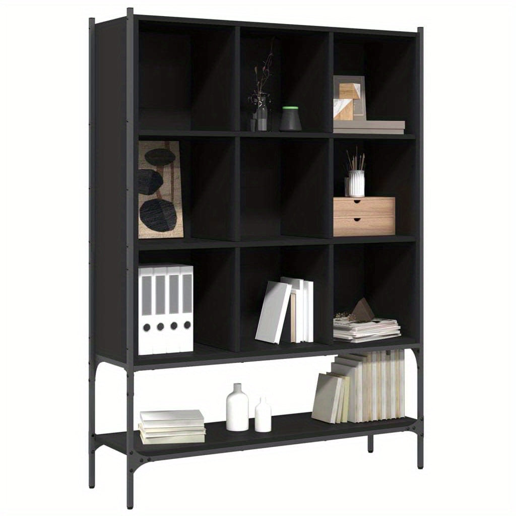Boekenkast – Opbergkast – Boekenrek – Wandkast – Vakkenkast – Zwart – Hout – 102x30x141,5 cm – Stevig & Ruimtebesparend