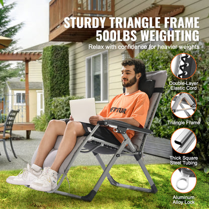 Zero Gravity Stoel – Relaxstoel – Ligstoel – Tuinstoel – Lounge Stoel – Verstelbaar 90°-170° – Draagkracht 225 kg – Comfortabel Kussen 10 cm
