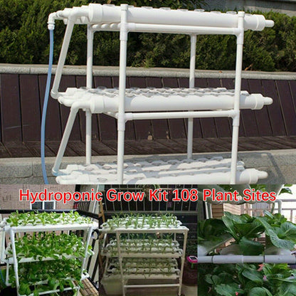 Hydroponicsysteem – Hydrocultuursysteem – Kweekset – Plantenbak – Hydrocultuur Rek – 108 Plantplaatsen – 3 Lagen – PVC-U Kunststof – Automatisch Watersysteem