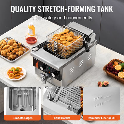 Friteuse – Frituurpan – Elektrische Friteuse – Koude Zone Friteuse – Deep Fryer – 8,5 Liter – Roestvrij Staal – 2200 Watt