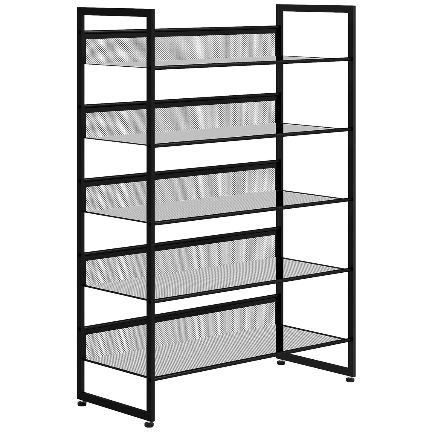 Schoenenrek – Schoenenhouder – Schoenendisplay – Schoenendispenser – Schoenopberger – Compact 5-laags – Ventilerend Metaal – Zwart