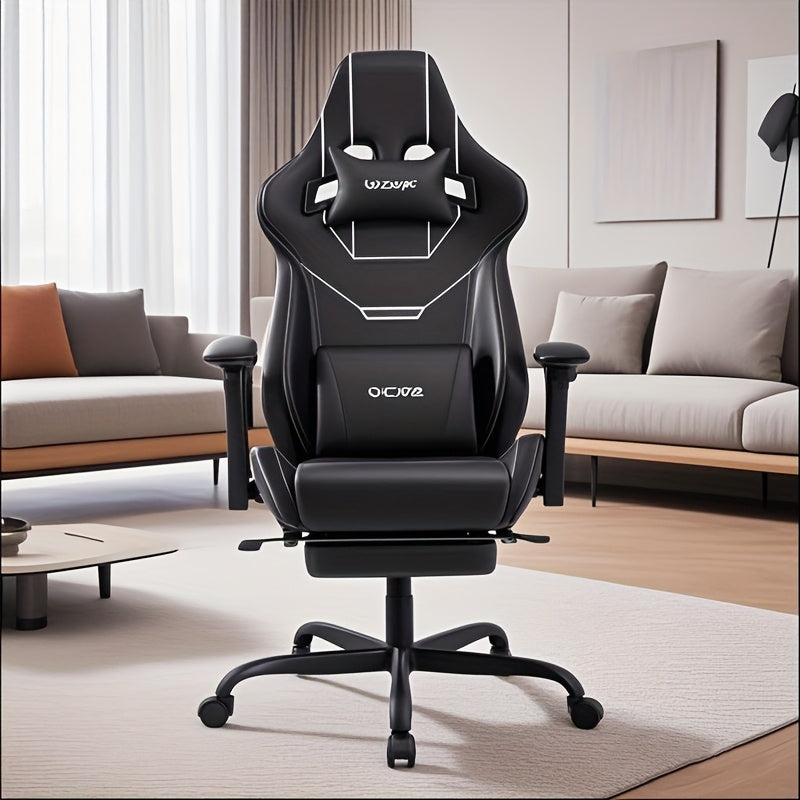Gamingstoel – Gamestoel – Gaming Chair – Game Stoel – Bureaustoel – Verstelbaar – Met Voetensteun – Ergonomische Lendensteun – Lichtblauw
