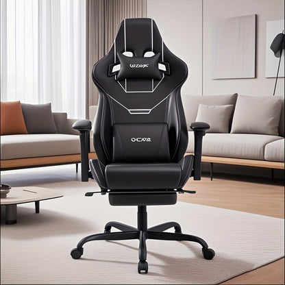 Gamingstoel – Gamestoel – Gaming Chair – Game Stoel – Bureaustoel – Verstelbaar – Met Voetensteun – Ergonomische Lendensteun – Lichtblauw