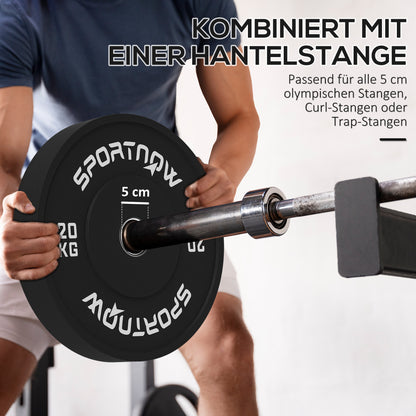 Gewichtsschijven – Halterschijven – Gewicht Platen – Haltergewichten – Gewicht Schijven – Olympische Standaard – Rubberen Coating – 2 x 20 kg – Zwart