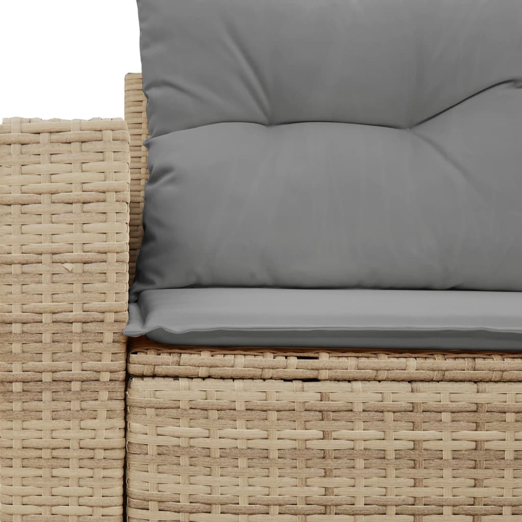 vidaXL Garden Bench with Cushions, 2-Seater, Poly Rattan