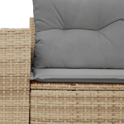 2-Persoons Tuinbank – Buitenbank – Rieten Bank – Loungeset Bankje – Tuinmeubel Bank – Weerbestendig Poly Rattan – Comfortabele Dikke Kussens – Zwart Frame Crème Kussens