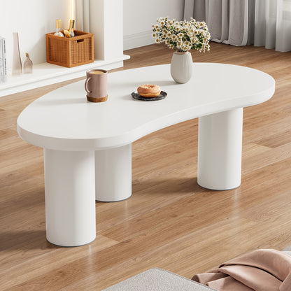 Salontafel – Woonkamertafel – Koffietafel – Bijzettafel – Tafel – Halvemaanvormig – Bamboe Wit – Ruimtebesparend – 107x57x40,5 cm – Duurzaam & Stevig