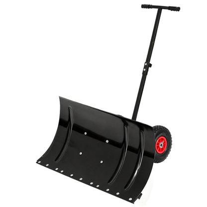 Sneeuwschuiver – Sneeuwschep – Sneeuwruimer – Bladschep – Winterschep – Met Wielen – 5-stand Hoogte Verstelbaar – Extra Brede 74 cm Schep – Metalen Constructie