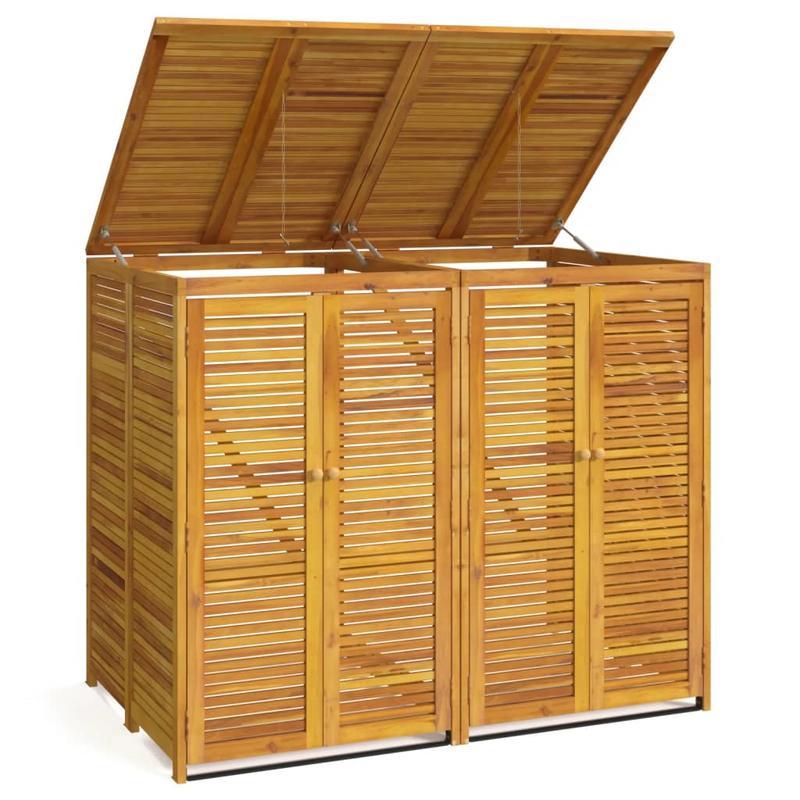 Prullenbak – Afvalbak – Vuilnisbak – Afvalcontainer – Afvalemmer – Dubbele Afdekking – Massief Acaciahout – Weerbestendig – Compact Design 140x89x117cm – Geen Elektriciteit