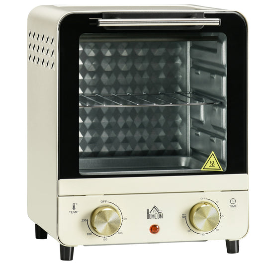 Mini Oven – Mini Ovenn – Tafeloven – Elektrische Oven – Creme Kleur – 15L Inhoud – 1000W Vermogen