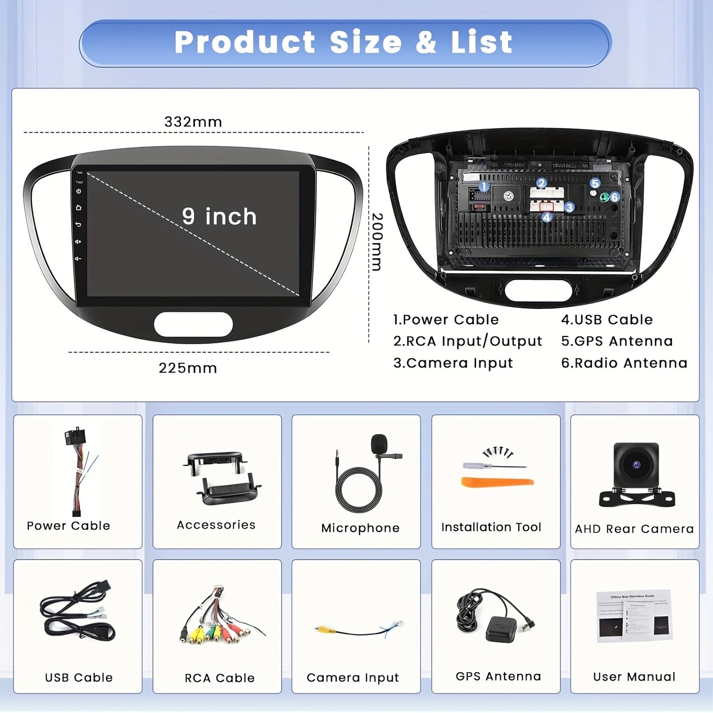 Multimedia Systeem – Autostereo – Autoradio – Dashboard Unit – Car Audio – 9-Inch Touchscreen – Android 15 Met Wireless CarPlay & AHD Achteruitrijcamera