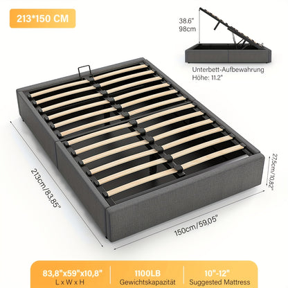 Gestoffeerd Bed – Eenpersoonsbed – Slapen – Slaapkamermeubilair – Bedframe – 140x200 cm – Hoog Draagvermogen 360 kg – Leren Bekleding & MDF