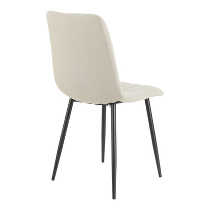 Eetkamerstoel – Stoel – Zitstoel – Keukenstoel – Dining Chair – Set Van 4 – Lichtbeige Polyester Bekleding – Stalen Frame Poedercoating