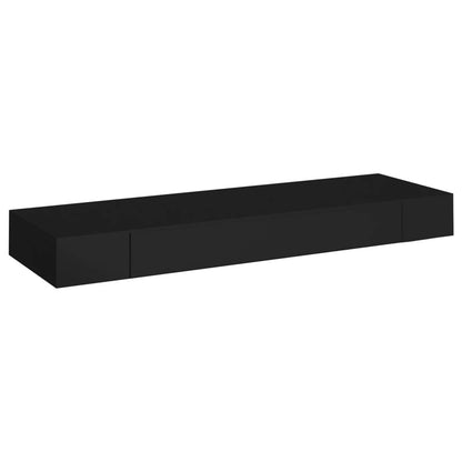 Wandplank – Zwevende Plank – Wandrek – Boekenplank – Muurplank – Met Lade – 80x25x8 cm – Zwart – Space-saving Design – Eenvoudige Montage