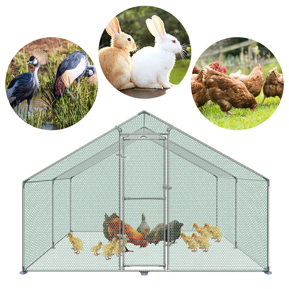 Kippenhok – Kippenren – Pluimveehok – Buitenren – Dierenverblijf – 3x4x2 m – Stevig Gegalvaniseerd Staal – Waterdicht UV-bestendig PE Dak