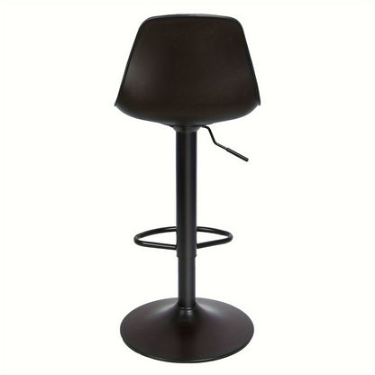 2pcs Bar Stools with PU Upholstered Seat, Adjustable Height (55-75cm) - Modern Swivel Bar Stools for Kitchen Island, Cafe, Restaurant Counter, Heavy Duty Metal Frame with Footrest (BLACK)