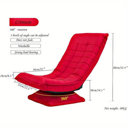 Draaibare Vloerstoel – Vloerzetel – Gaming Stoel – Meditatie Stoel – Loungestoel – 360° Draaibaar – Verstelbare Rugleuning – Memory Foam Kussen – Blauw