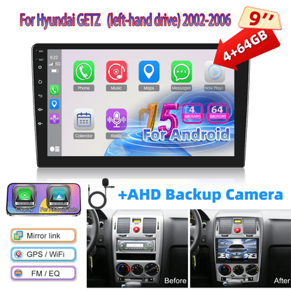 Autoradio Android 15 – Multimedia Systeem – Navigatie Unit – Infotainment Dashboard – Draadloze Carplay – 9-Inch 1280P IPS Touchscreen – AHD Achteruitrijcamera & Stuurwielbediening