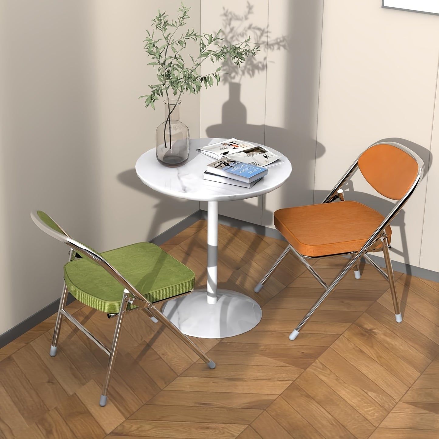 Set van 4 Opvouwbare Bezoekersstoelen – Eetkamerstoelen met Stoffen Bekleding – Geschikt voor Keuken, Binnen, Buiten en Vergaderruimtes, Groen