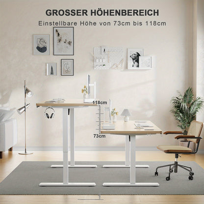 120x60cm Ergonomic Height Adjustable Standing Desk, Home Office Table with Splice Board, Upgraded Stable Steel Frame for Sit-Stand Workstation