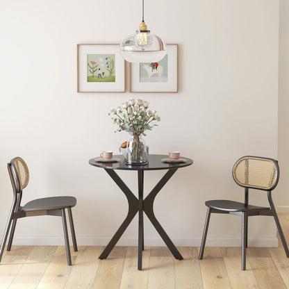 Eettafel – Rondetafel – Keukentafel – Koffietafel – Tafel – Compact 78 cm – Modern Design – Zwart Gelakt MDF – Stabiel Gepoedercoat Stalen Onderstel