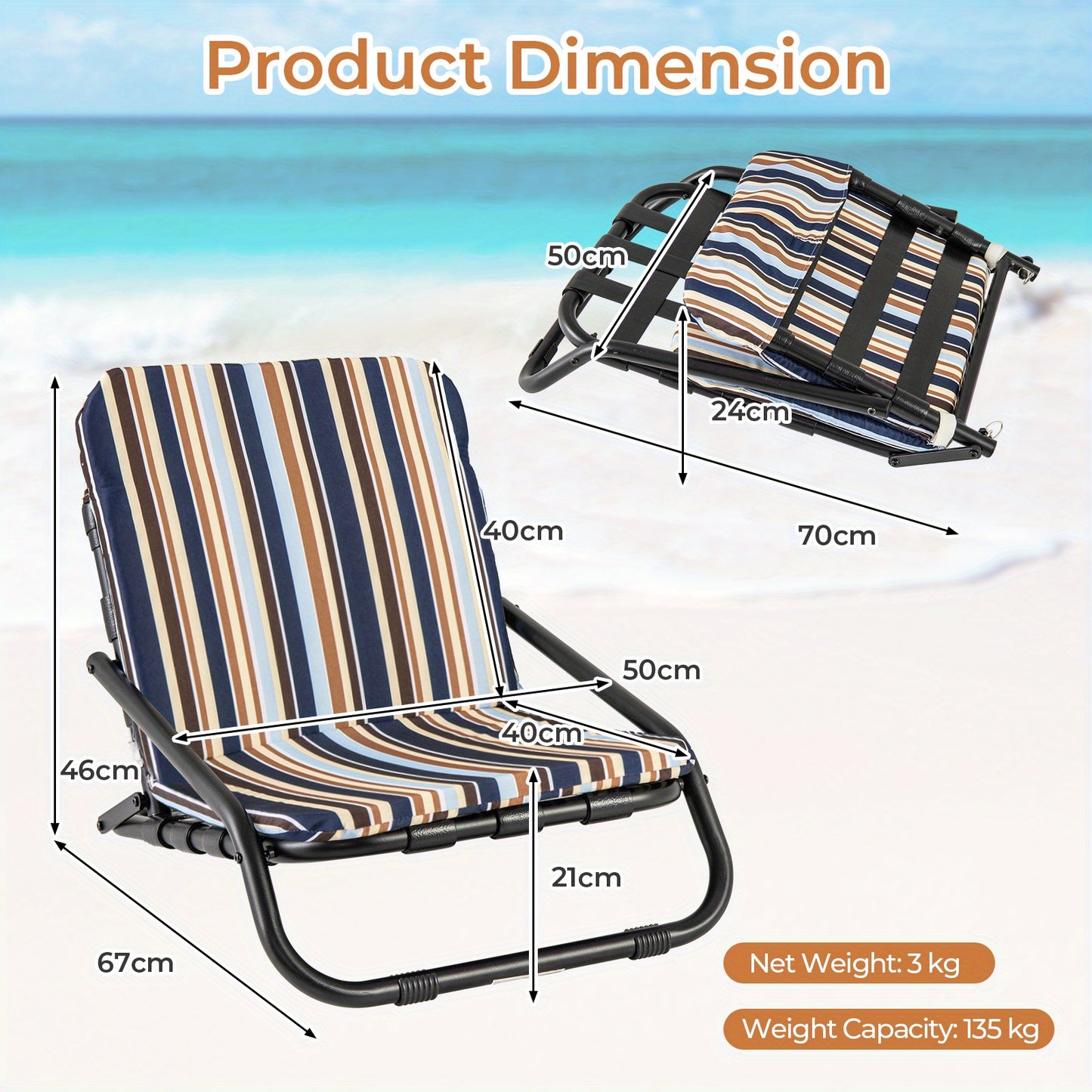 Strandstoelen – Draagbare Stoelen – Vouwstoelen – Campingstoelen – Festivalstoelen – Ultralicht Aluminium Frame – Comfortabele Katoenen Kussens