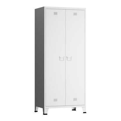 Stalen Kledingkast – Garderobekast – Kledingopberger – Kledingkast Met Deuren – Industrieel Design – Wit – 180x90x40 Cm – Ventilatieopeningen – Verstelbare Planken