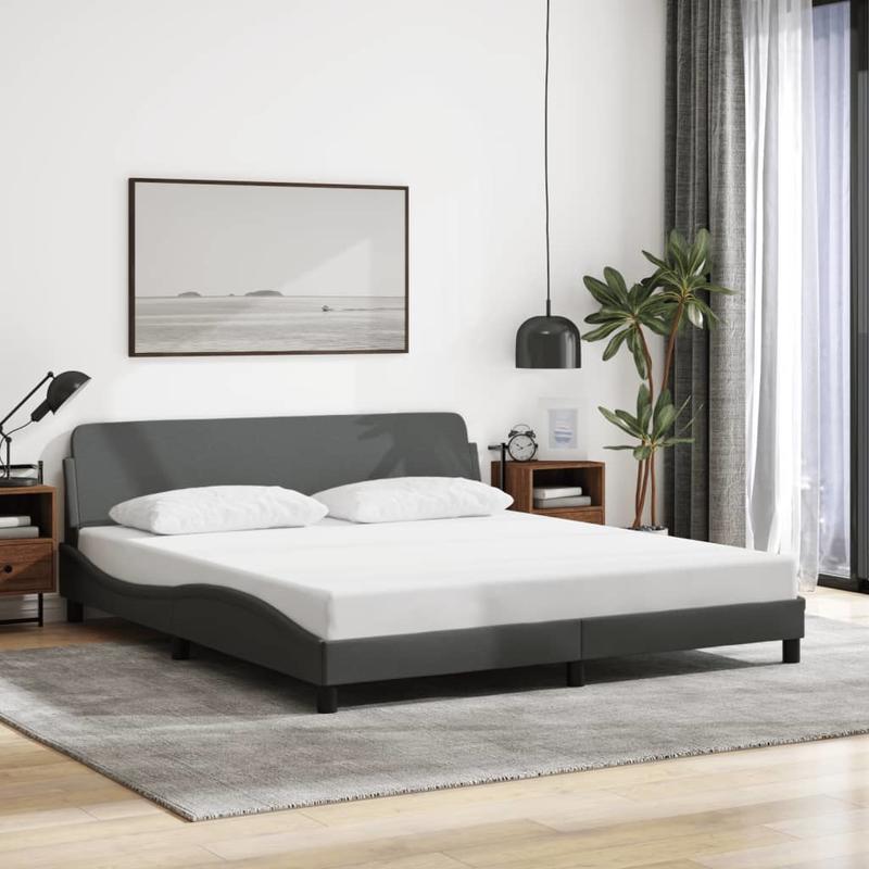 Bedframe – Tweepersoonsbed – Opbergbed – Slaapkamermeubel – Stijlvol Bed – Donkergrijs – 160x200 cm – Met Opbergruimte – Stevig Metalen Frame
