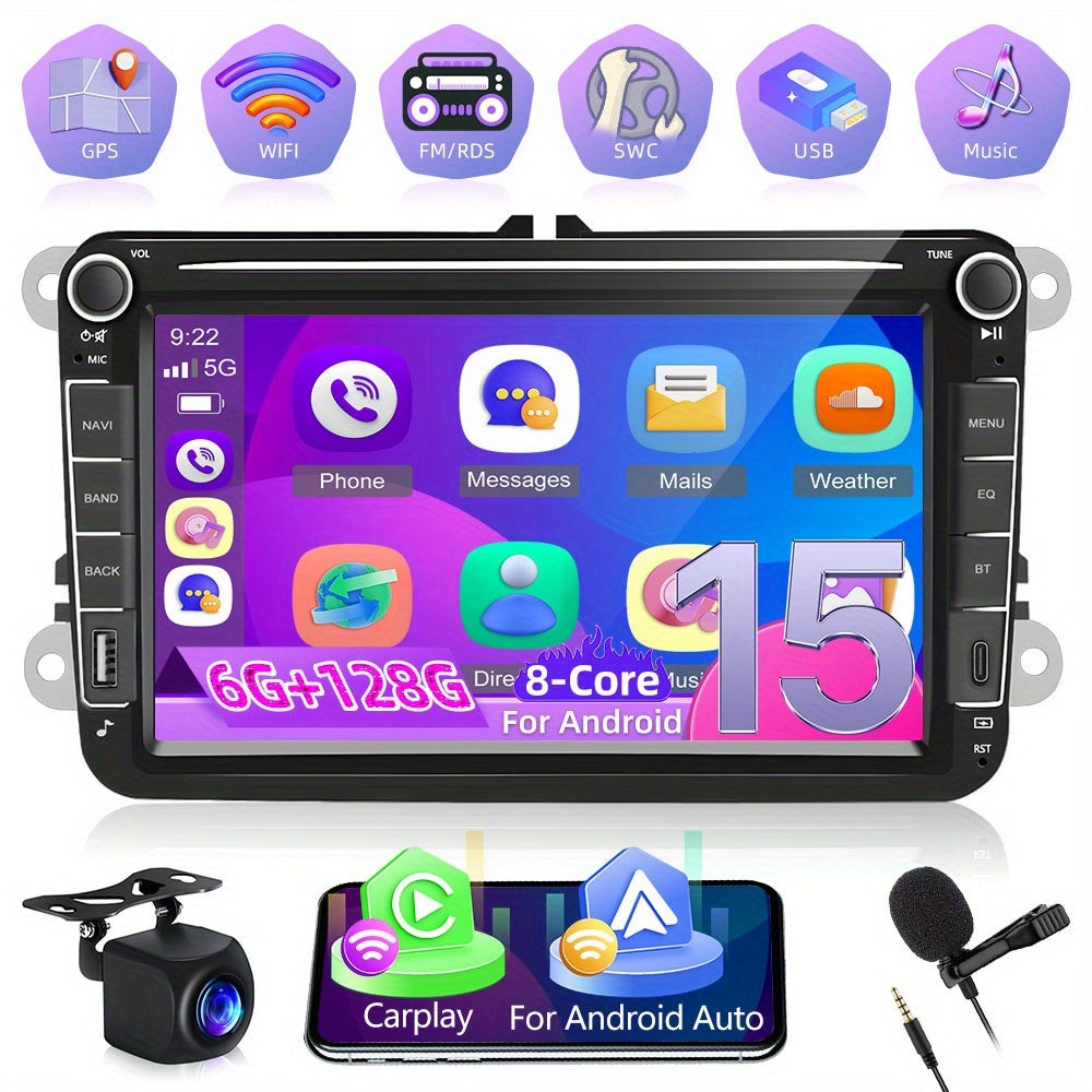 8-Core Car Stereo – Autoradio – Multimedia Speler – Headunit – Navigatiesysteem – 8 Inch Touchscreen – Draadloze CarPlay & Android Auto – 6GB RAM 128GB Opslag