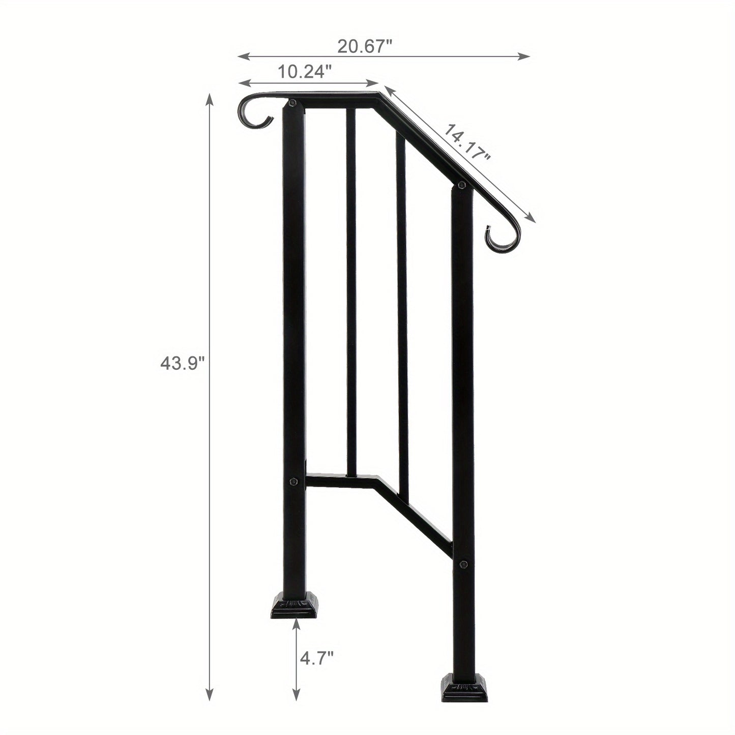 Leuning – Trapleuning – Handrail – Balkonleuning – Terrasleuning – Gietijzer – Matte Zwarte Afwerking – 114 cm Hoog
