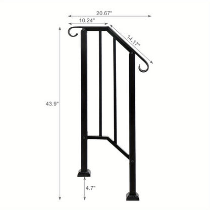 Leuning – Trapleuning – Handrail – Balkonleuning – Terrasleuning – Gietijzer – Matte Zwarte Afwerking – 114 cm Hoog