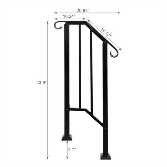 Leuning – Trapleuning – Handrail – Balkonleuning – Terrasleuning – Gietijzer – Matte Zwarte Afwerking – 114 cm Hoog