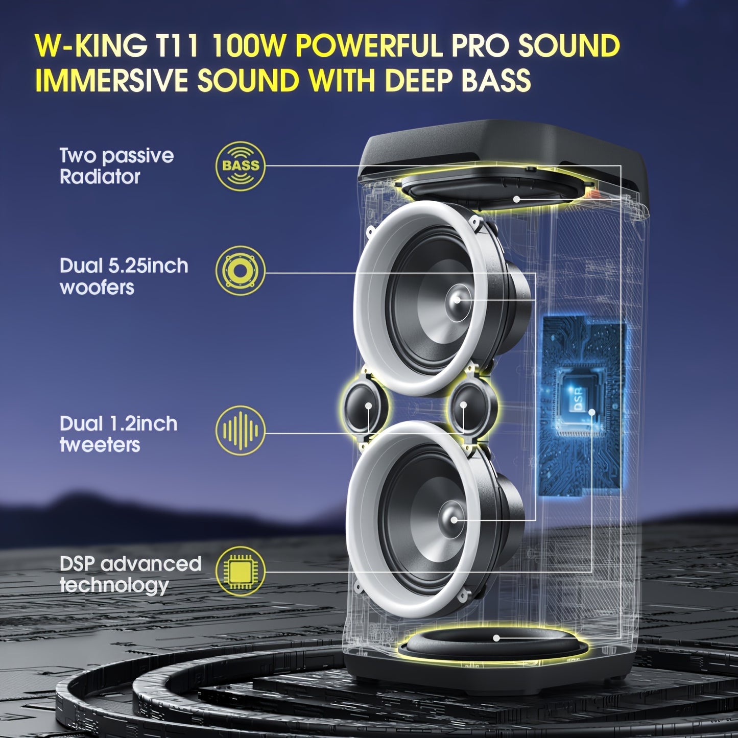 Draadloze Party Speaker – Bluetooth Speaker – Feest Speaker – Outdoor Speaker – Karaoke Speaker – 100W Krachtig Geluid – RGB Verlichting & Ingebouwde Microfoon