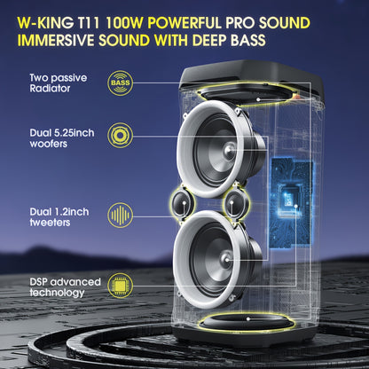 Draadloze Party Speaker – Bluetooth Speaker – Feest Speaker – Outdoor Speaker – Karaoke Speaker – 100W Krachtig Geluid – RGB Verlichting & Ingebouwde Microfoon