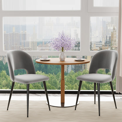 Eetkamerstoel – Stoel – Dining Chair – Keukenstoel – Dining Room Chair – Grijs Fluwelen Bekleding – Ergonomisch Ontwerp – 48x45x85 cm Compact Formaat