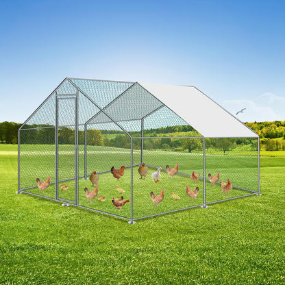 Outdoor Pen Chick Coop PE Roof (Polyethylene Roof) Chicken Cage Chicken Coop Outdoor Enclosure Rabbit Cage Aviary Free-Range Stable Enclosure for Poultry Waterproof Animal Run for Chickens Cages Galvanized Chicken House Rabbi