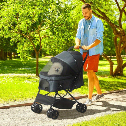 Huisdierwagen – Dierenwagen – Pet Stroller – Draagwagen – Reiswandelwagen – Lichtgewicht en Inklapbaar – All-Terrain Wielen met Remmen