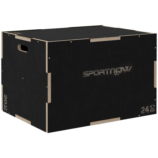 Plyobox – Box Jump – Springbox – Trainingsbox – Plyometrische Box – Hout – 3 Hoogtes 51/61/76 cm – Zwart – Stevig & Duurzaam