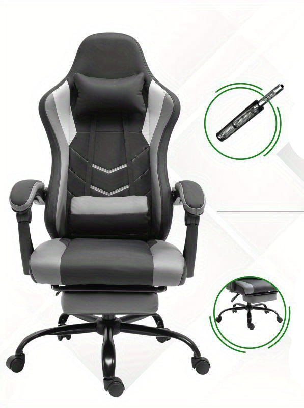 Ergonomische Gamingstoel – Gamingstoel – Bureaustoel – Gamestoel – Computerstoel – Verstelbare Hoofdsteun – Lendensteun – Polyester Vulling – Draagvermogen 120 kg