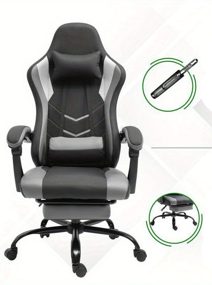 Ergonomische Gamingstoel – Gamingstoel – Bureaustoel – Gamestoel – Computerstoel – Verstelbare Hoofdsteun – Lendensteun – Polyester Vulling – Draagvermogen 120 kg