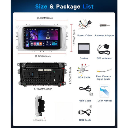 Autoradio – Multimedia Systeem – Navigatiesysteem – Touchscreen Radio – Android 15 Car Radio – 17,78 cm HD Touchscreen – 4G + 64GB Opslag Met Draadloos CarPlay