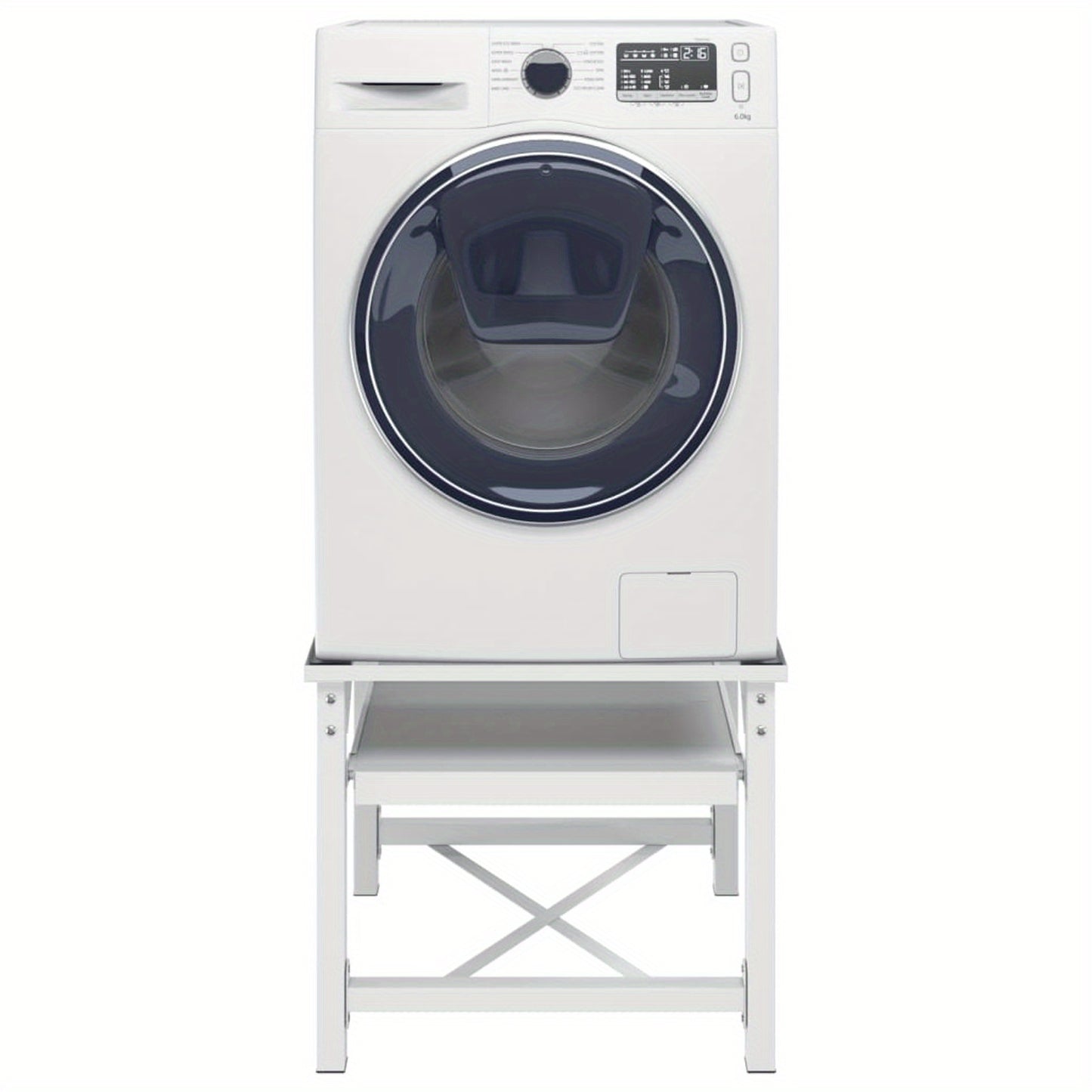 Wasmachine Verhoogstandaard – Wasmachine Onderzetter – Wasmachine Podium – Wasmachine Opzetstuk – Wasmachine Stand – Met Uittrekbare Lade – Stabiel Met Metaal En Wieltjes