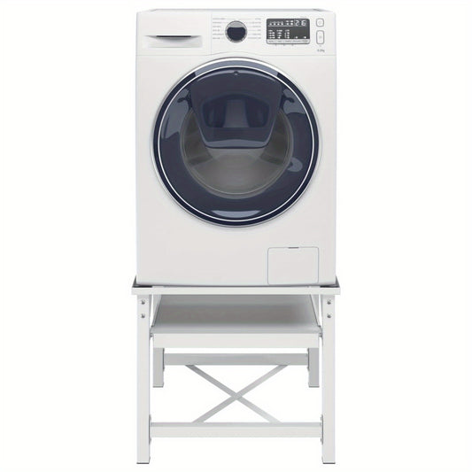 Wasmachine Verhoogstandaard – Wasmachine Onderzetter – Wasmachine Podium – Wasmachine Opzetstuk – Wasmachine Stand – Met Uittrekbare Lade – Stabiel Met Metaal En Wieltjes