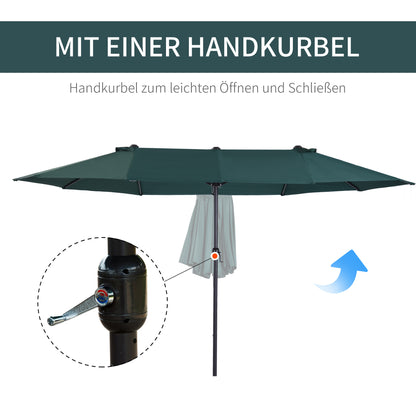 Grote Ovale Parasol – Zonnescherm – Terrasparasol – Dubbele Parasol – Marktparasol – Handzwengel – Lichtbruin Polyester – Windbestendig & XXL Schaduw